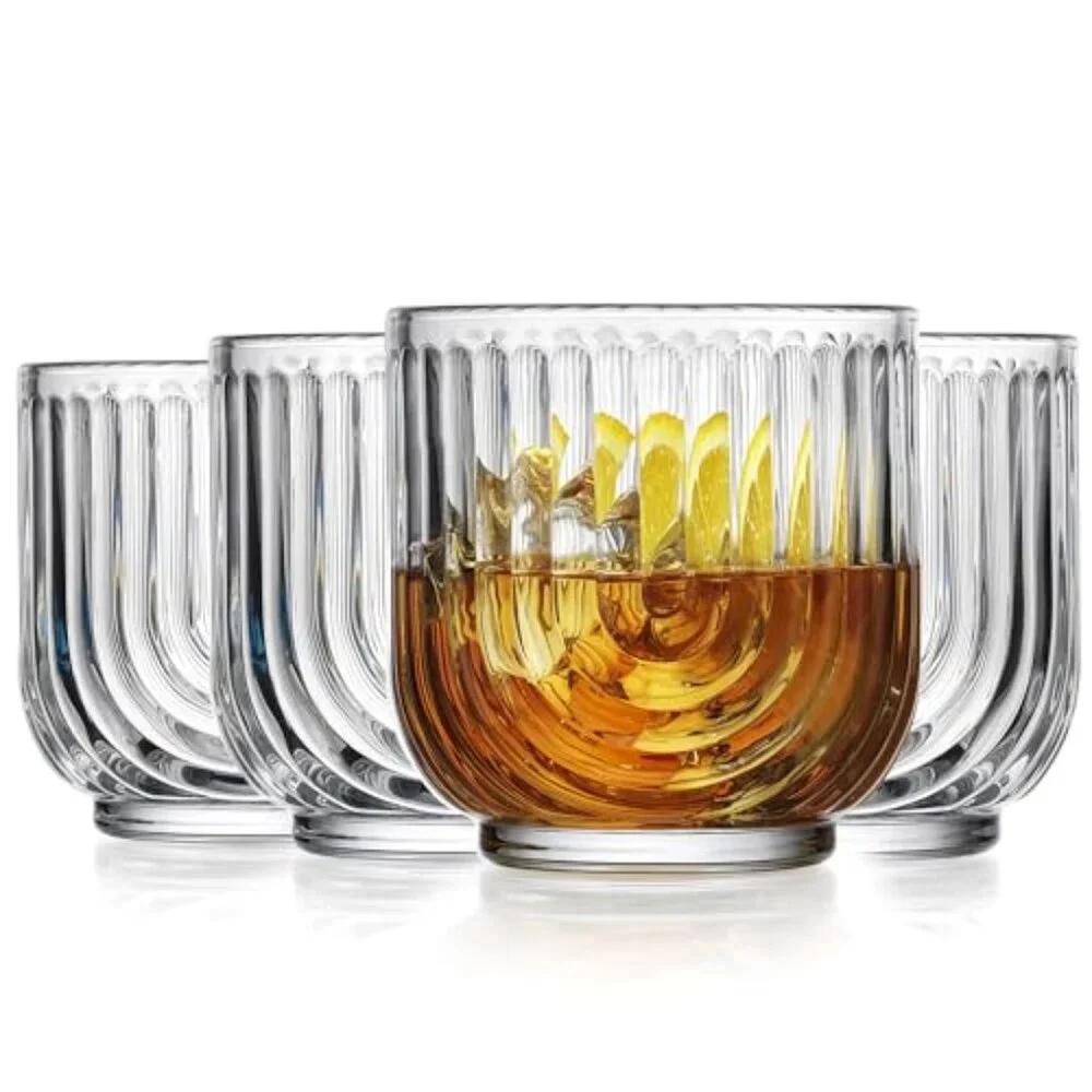 Vintage style Glassware Art Deco Glasse‎ Ribbed Drinking